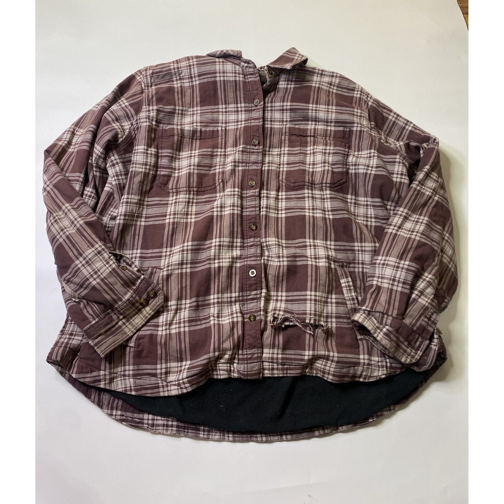 Carhartt Flannel Shacket Womens XXL Plaid Fleece Lined Workwear Outdoors Purple